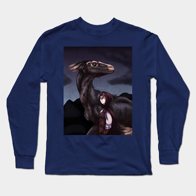 Rainy Day Dinosaur Long Sleeve T-Shirt by SakuraDragon